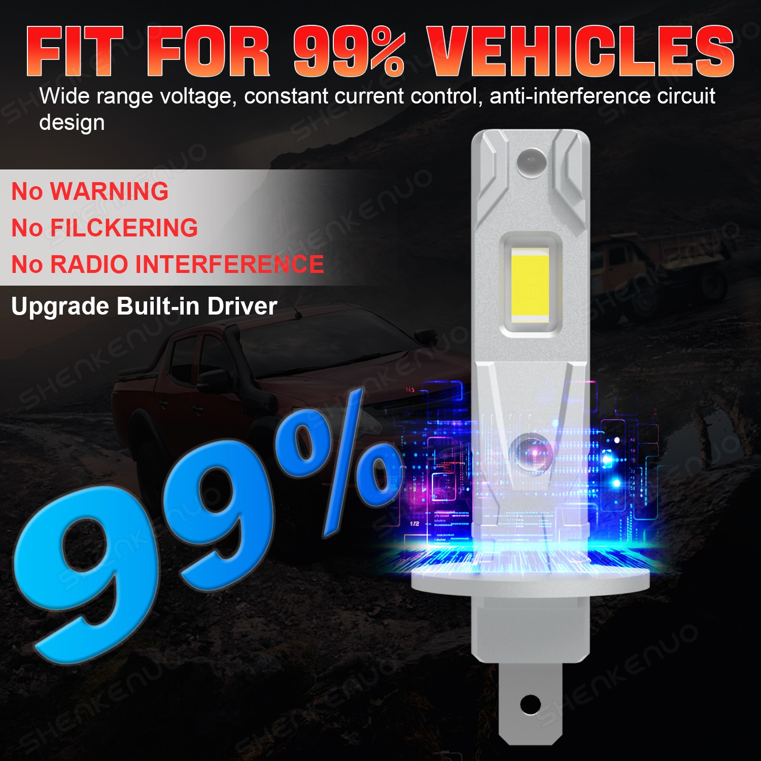 9005 H1 COB LED Headlight Bulbs Combo High Low Beam For Subaru Legacy 2000-2004