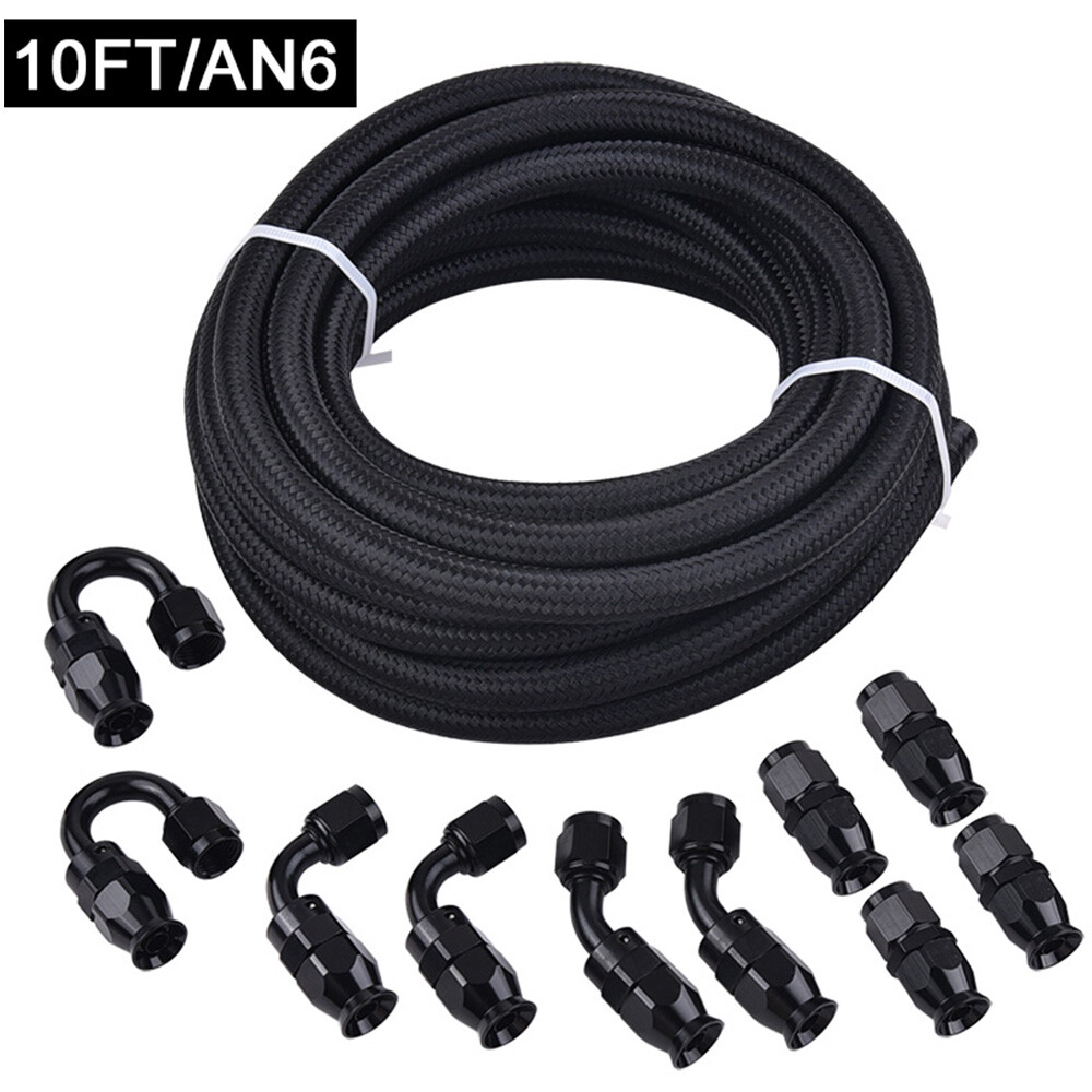 6AN-8AN-10AN PTFE Fuel Line Kit E85 Nylon Braided Fuel Hose Kit 10FT-20FT-30FT