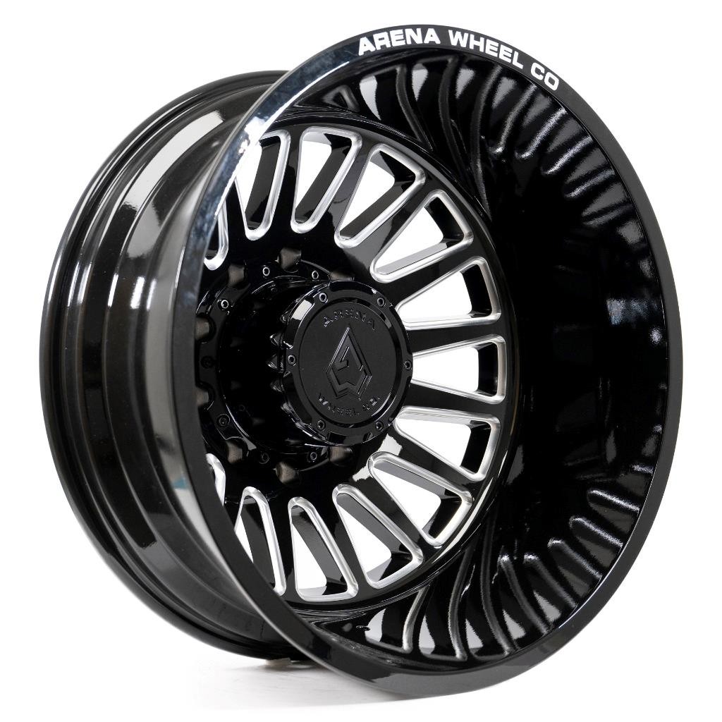 (Set-6) Arena Dually Rival 22×8.25 10×225 105mm Black Milled Wheels Rims 22 Inch