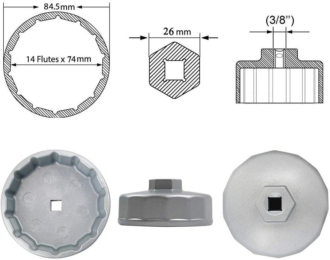 74mm 14 Flute Oil Filter Wrench Tool for Benz,VW Volkswagen,Audi,Porsche,Mazda