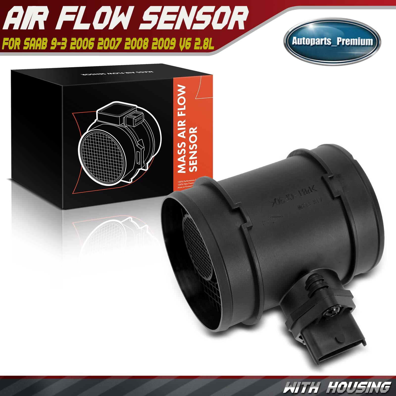 1x New Mass Air Flow Sensor for Saab 9-3 2006-2009 V6 2.8L With Housing 93185455