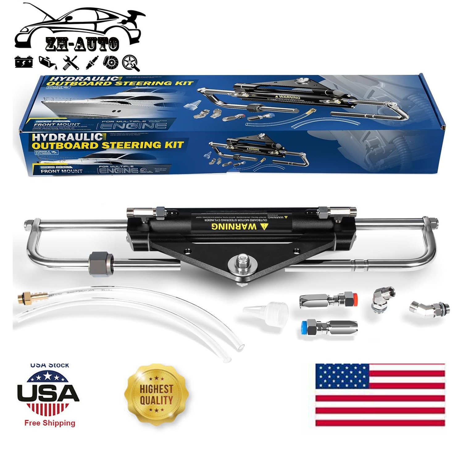 150HP Hydraulic Outboard Steering Cylinder Kit for Seastar HC4645H Yamaha