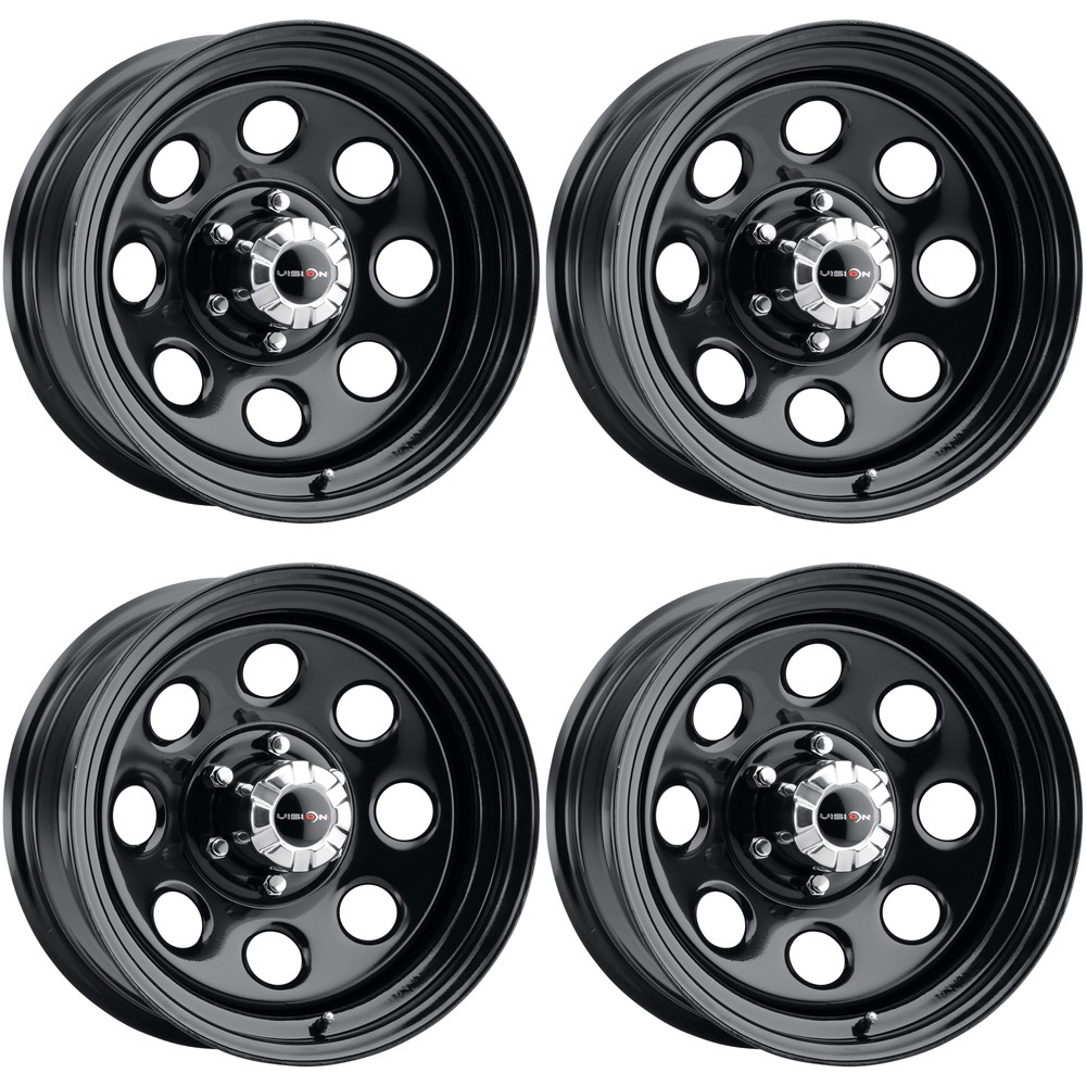 (Set of 4) Vision 85 Soft 8 17×9 6×5.5″ +12mm Gloss Black Wheels Rims 17″ Inch