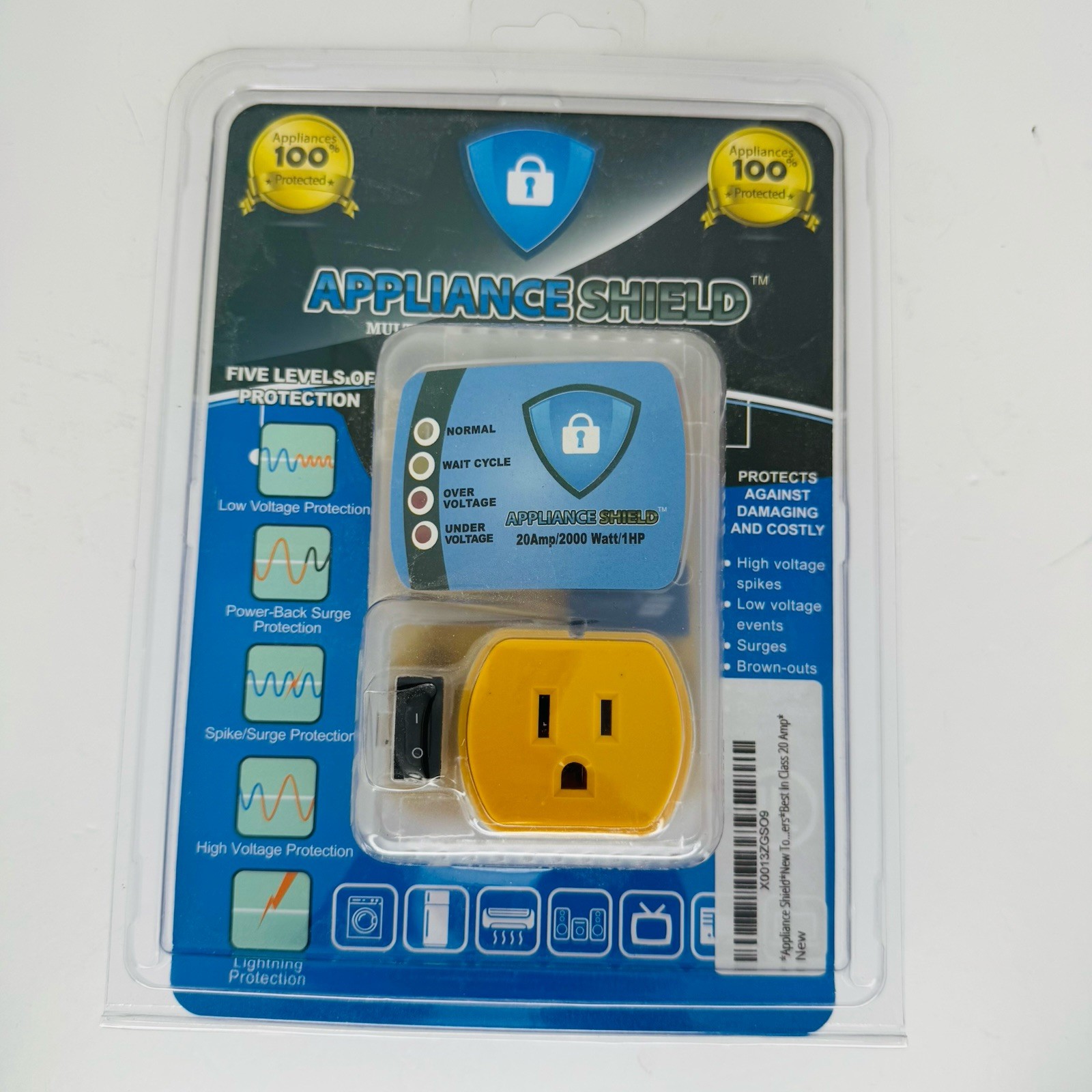 Appliance Shield Multi-Function Surge Protector 20 Amp, 2000 Watts SEALED