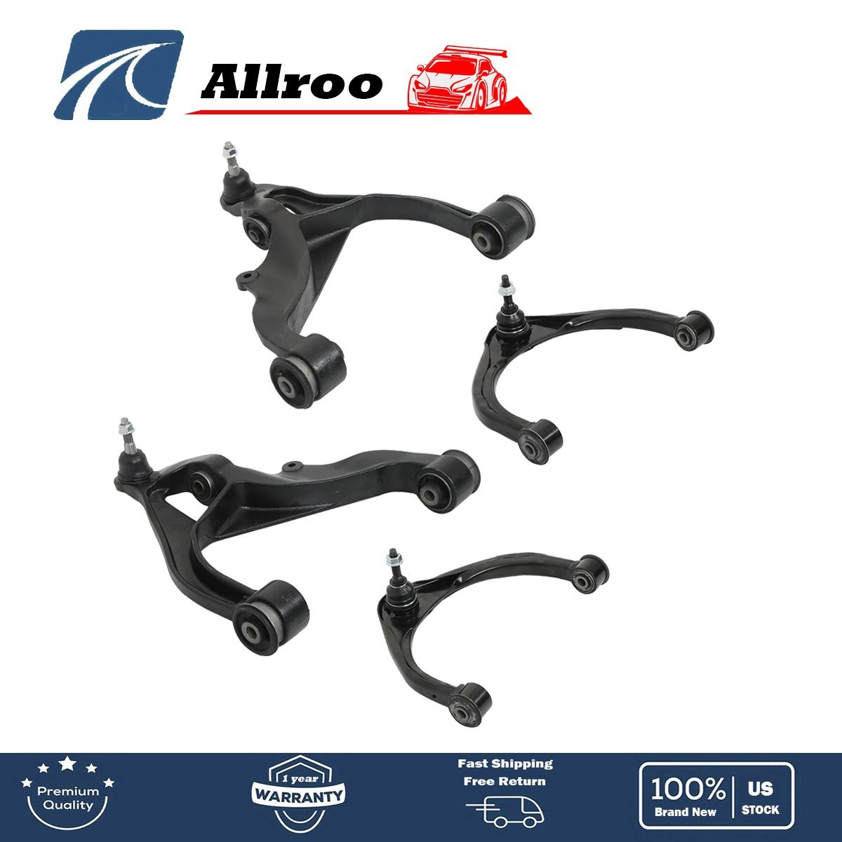 Front Upper Lower Control Arms Ball Joints For Dodge Ram 1500 2009-18 4WD 5-Lug