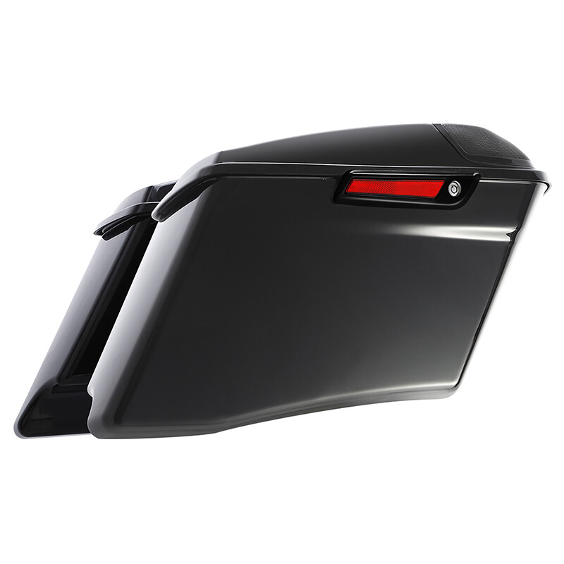 4″ Vivid Black Stretched Extended Hard Saddlebags Fit For 14-23 Harley Touring