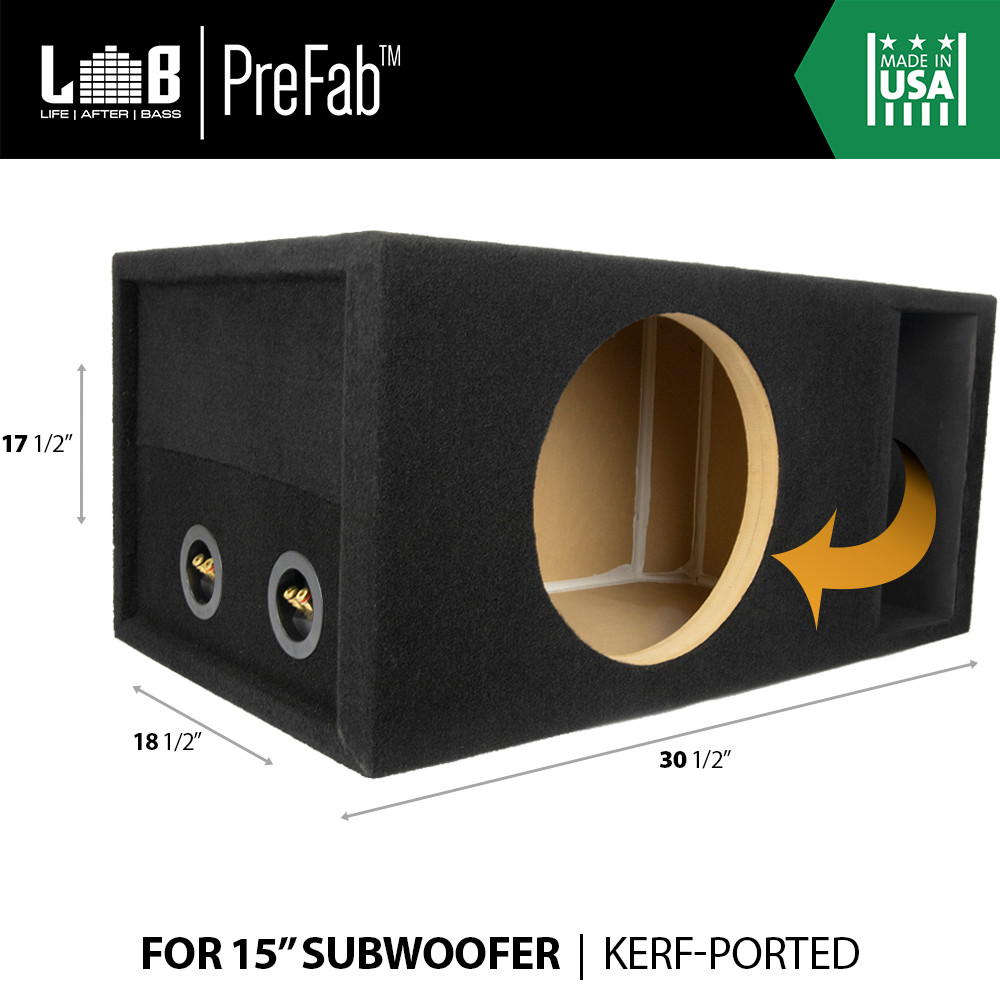 2.60 ft³ @ 34Hz Ported Subwoofer Enclosure Box w/ Kerf Port for Single 15″ Sub