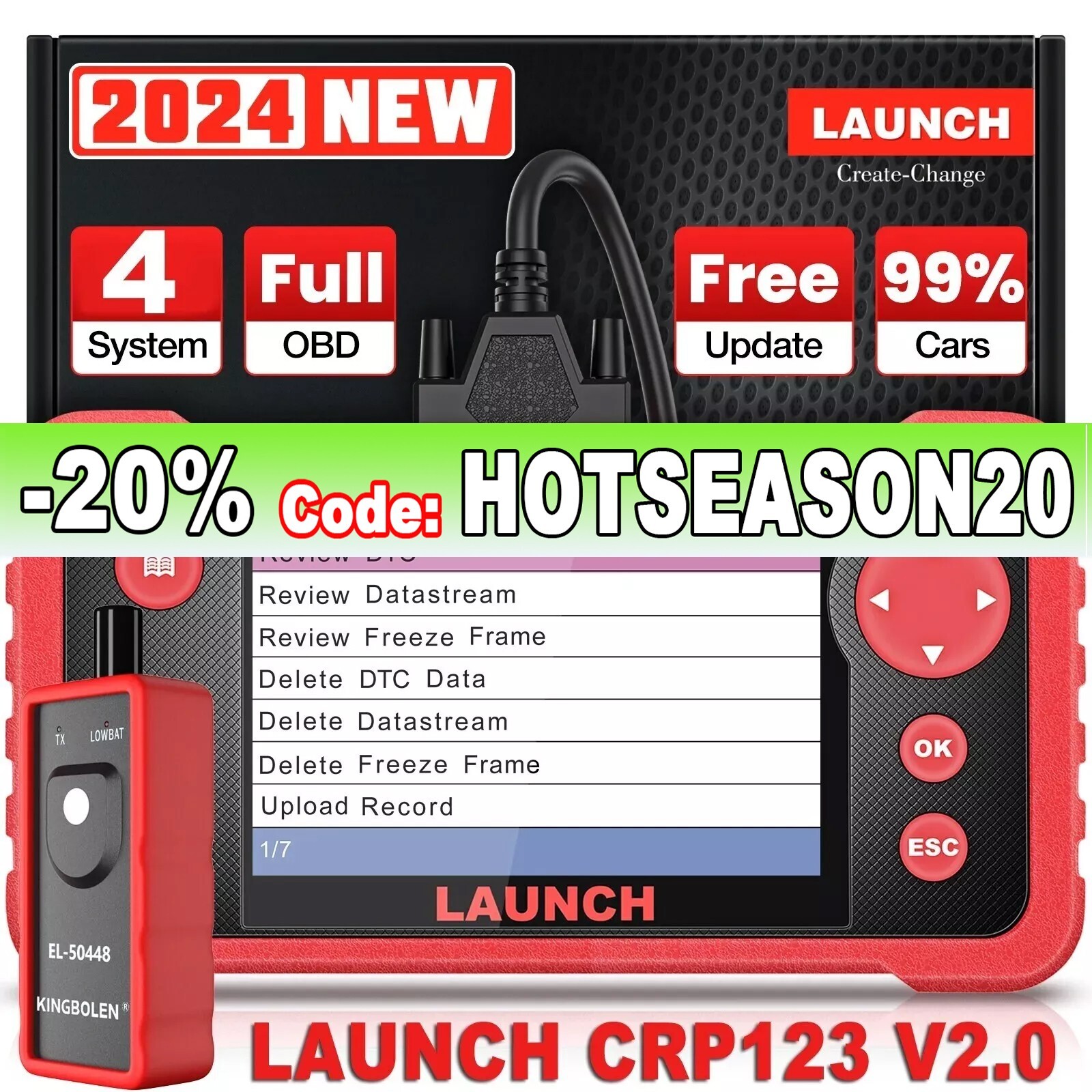2024 LAUNCH CRP123 V2.0 PRO Elite OBD2 Code Reader Car Diagnostic Tool Scanner