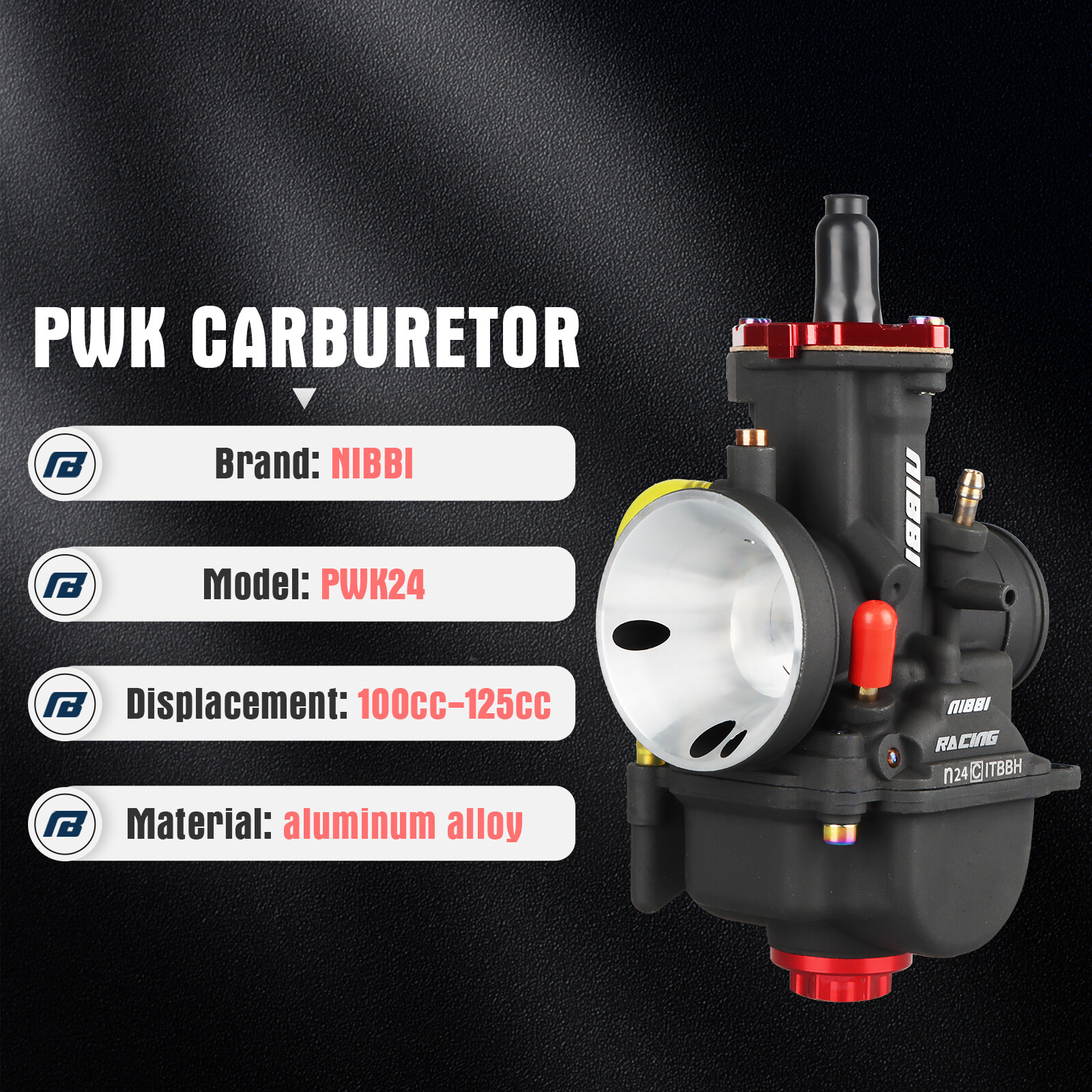 NIBBI Racing Motorcycle Carburetor PWK 24mm Fits For YAMAHA KAWASAKI SUZUKI 2/4T