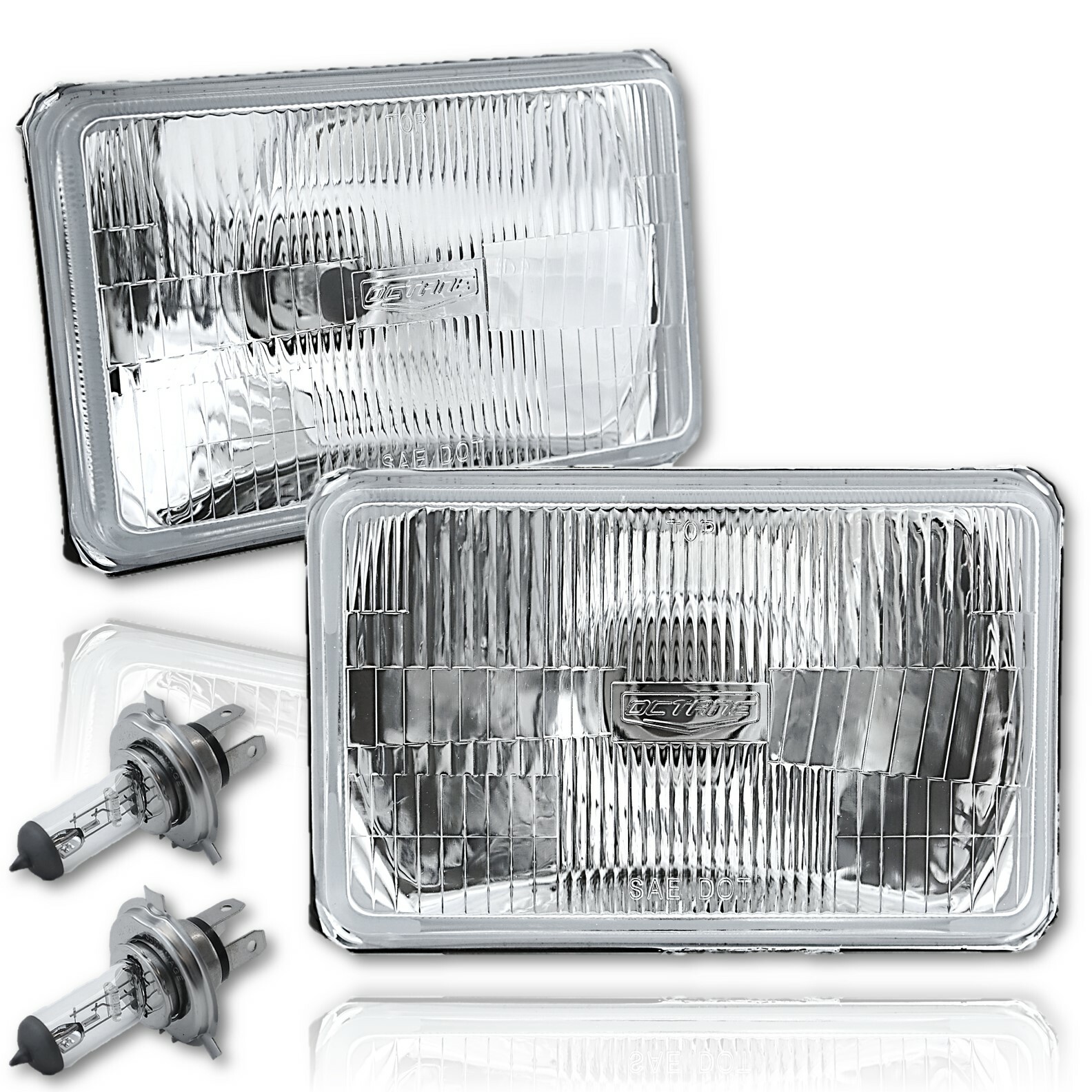4X6 Halogen Semi Sealed Stock Glass H4 Headlight Headlamp Light Bulbs Pair 60/55