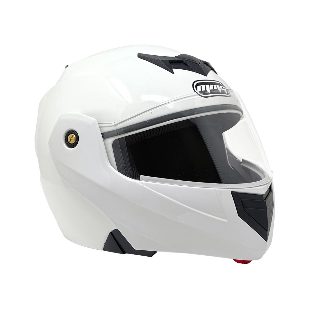 MMG Modular Full Face Motorcycle Helmet Flip-Up Visor DOT Gloss White Large