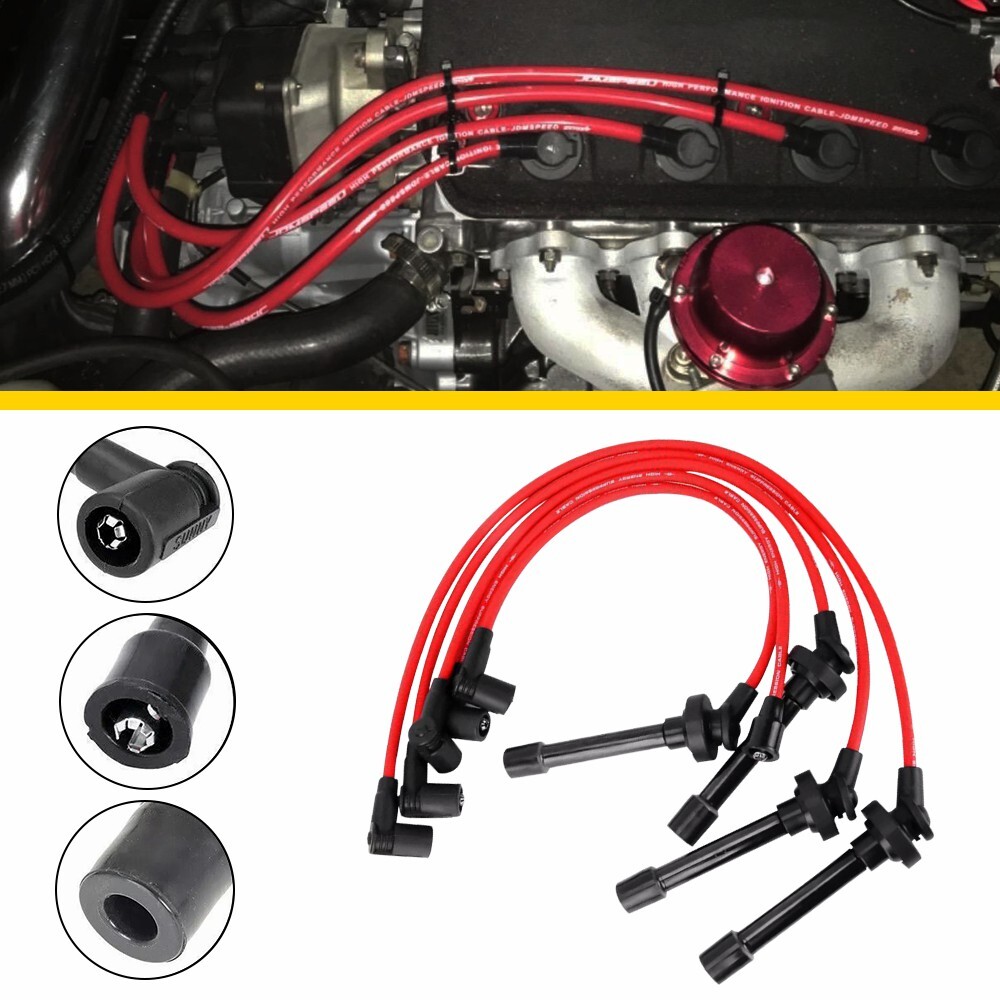 RED 10.5MM SPARK PLUG WIRE SET FOR HONDA ACCORD 1998 1999-2002 2.3L DX LX EX