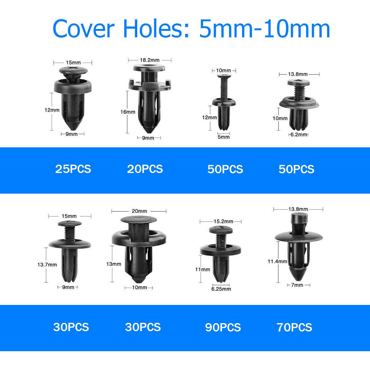 620PCS Car Body Retainer Clips Auto Fasteners Push Trim Pin Rivet Bumper Kit