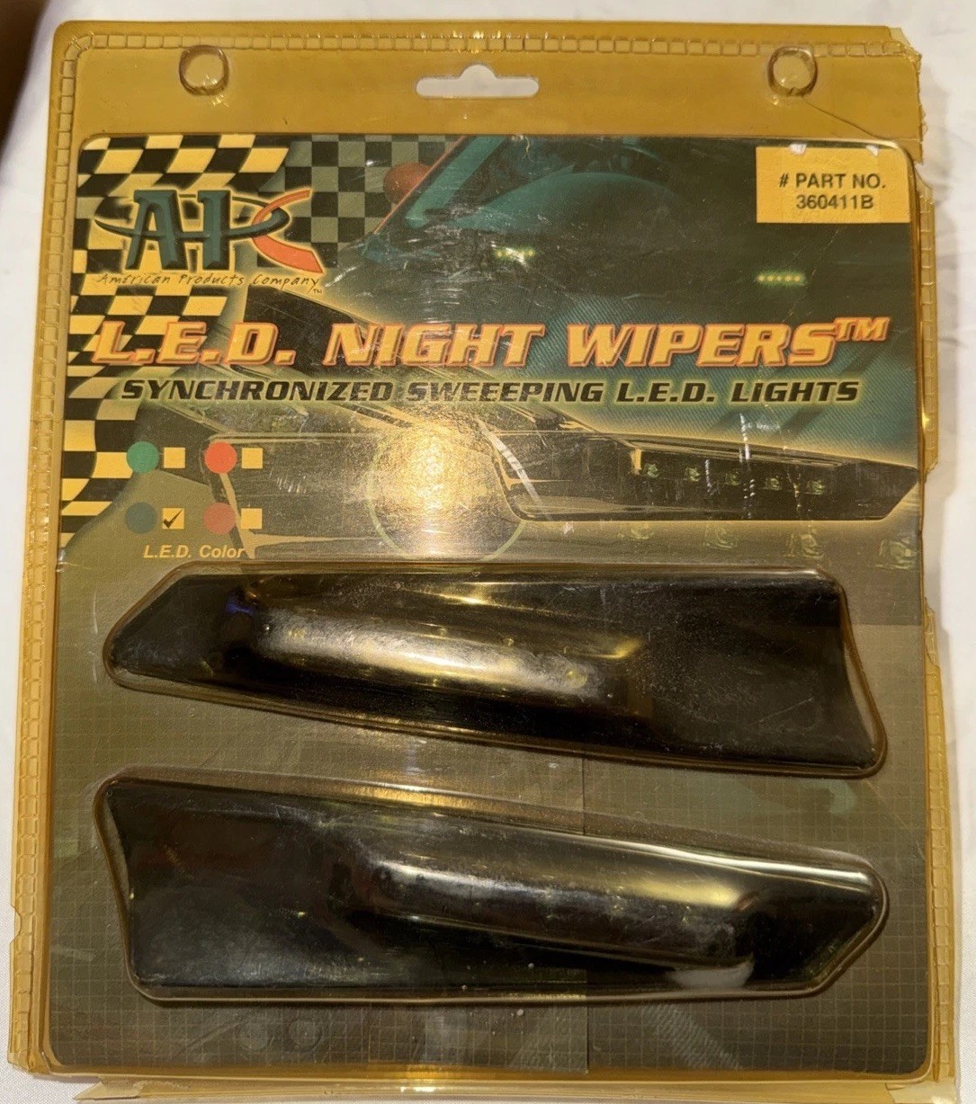 VINTAGE APC LED BLUE NIGHT WIPERS UNIVERSAL FIT ANY CAR,TRUCK,SUV. New Old Stock
