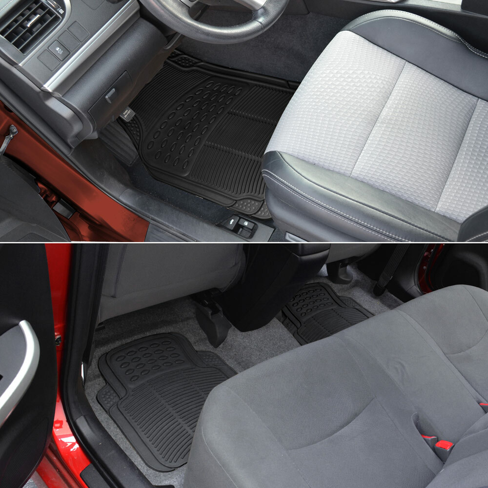 4PC Rubber Liner for Hyundai Elantra Floor Mat Black All Weather Semi Custom Fit