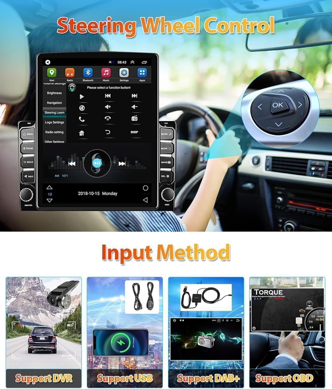 9.7″ For 2004-2008 Toyota Corolla Android 14 Apple Carplay Car Stereo Radio GPS