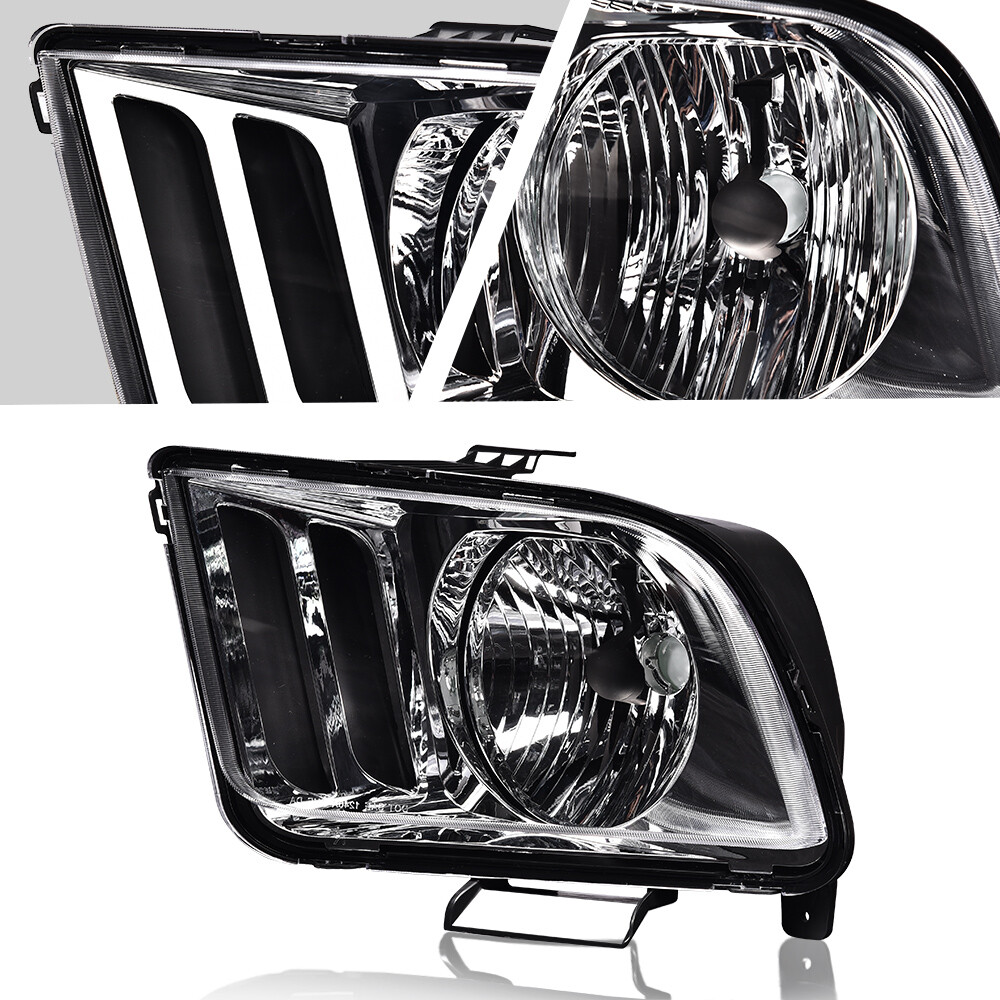 Fit For 2005-2009 Ford Mustang Replacement Headlights Headlamp L+R Pair