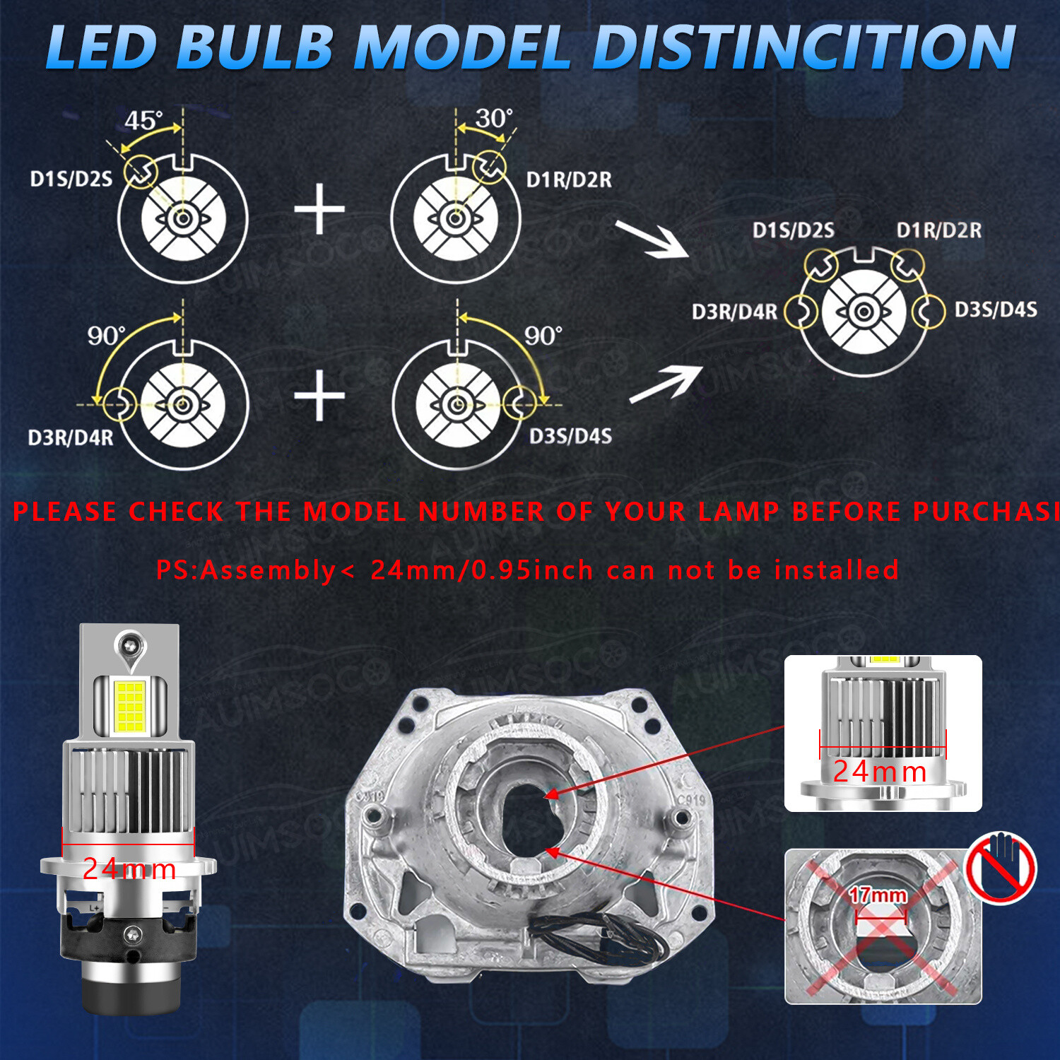 D2S D2R LED Headlight Super Bright Bulbs Kit 12000K White 330000LM HIGH/LOW BEAM