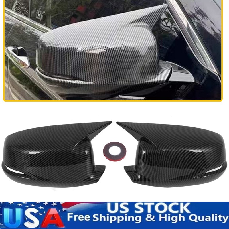 Carbon Fiber Black Rearview Side Mirror Cover Caps For Honda Accord 2013-2017 .