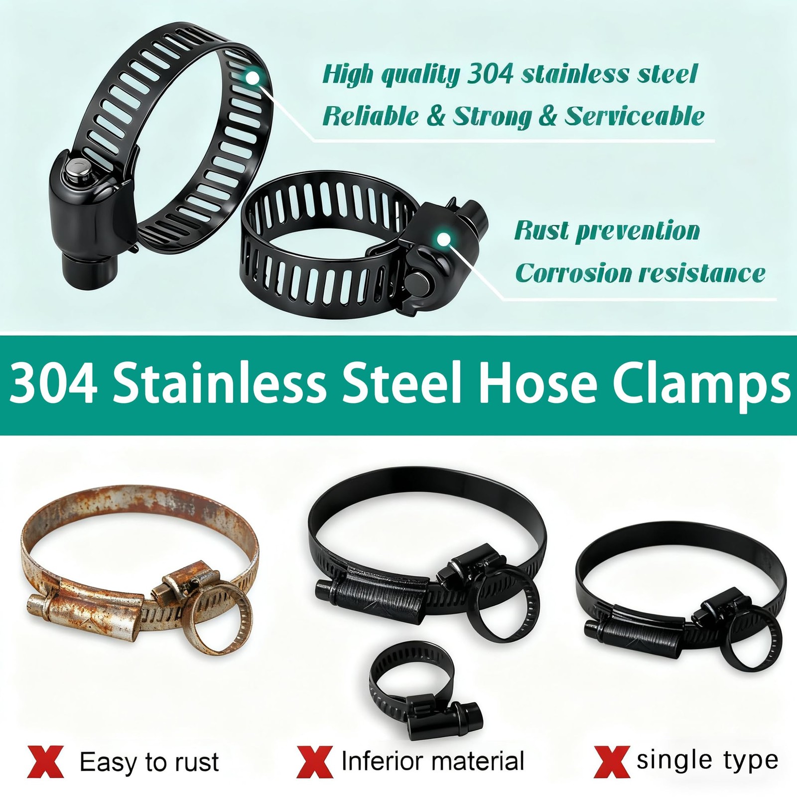 Dianrui 32 PCS Black Hose Clamps Assortment Kit 1/4″–2″ 32PCS Kit,