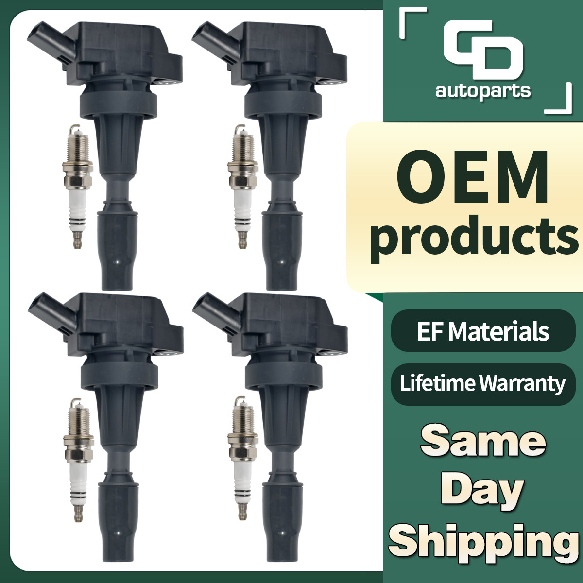 UF817 4 Ignition Coils +4 Spark Plugs for 1.6L Hyundai Elantra Tucson Kia Soul