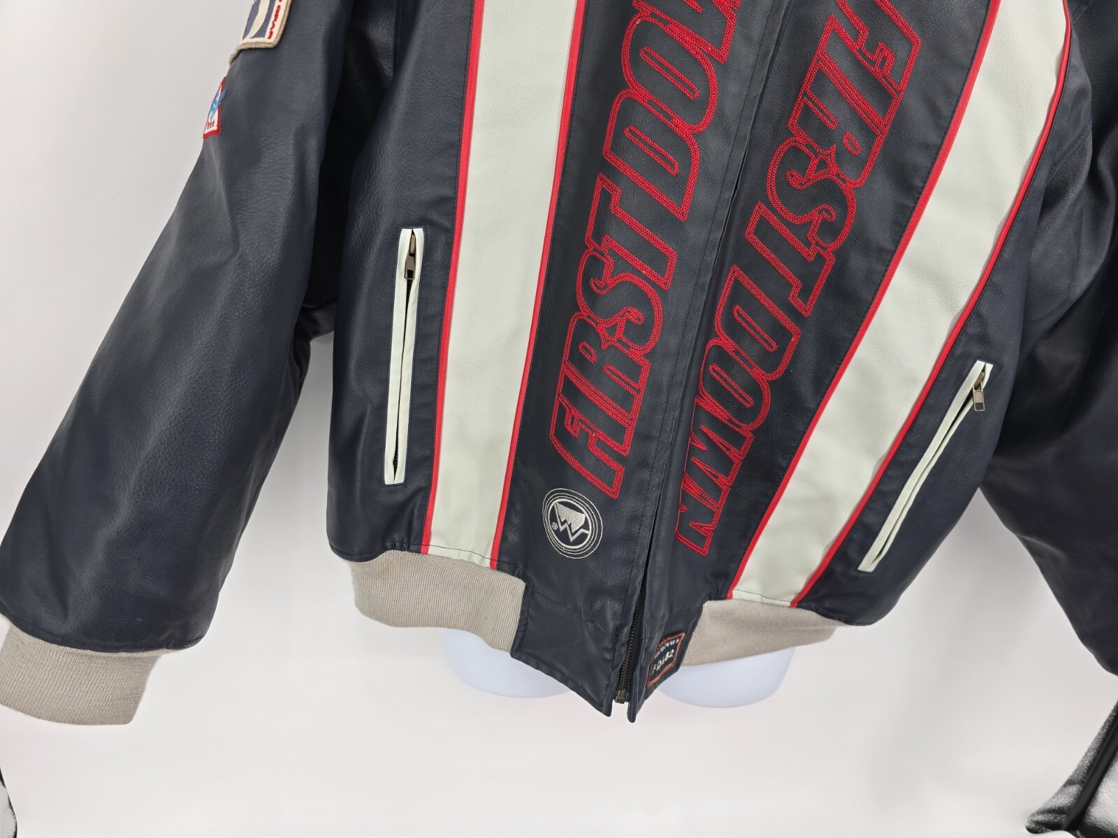First Down Mens Leather Motorcycle Jacket Racing High Performance Gear Size XL
