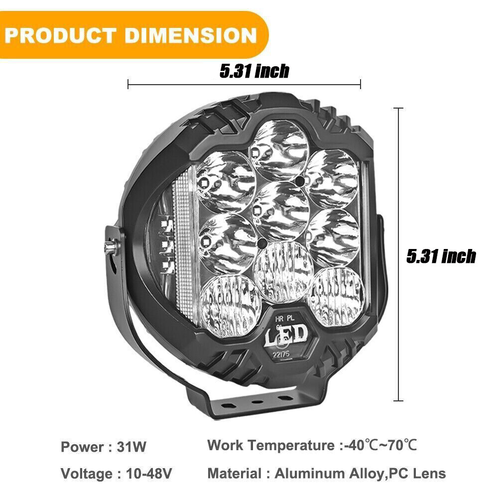 5″ 7″inch Round LED Work Light Spot & Flood Driving Fog Headlight Truck Off Road