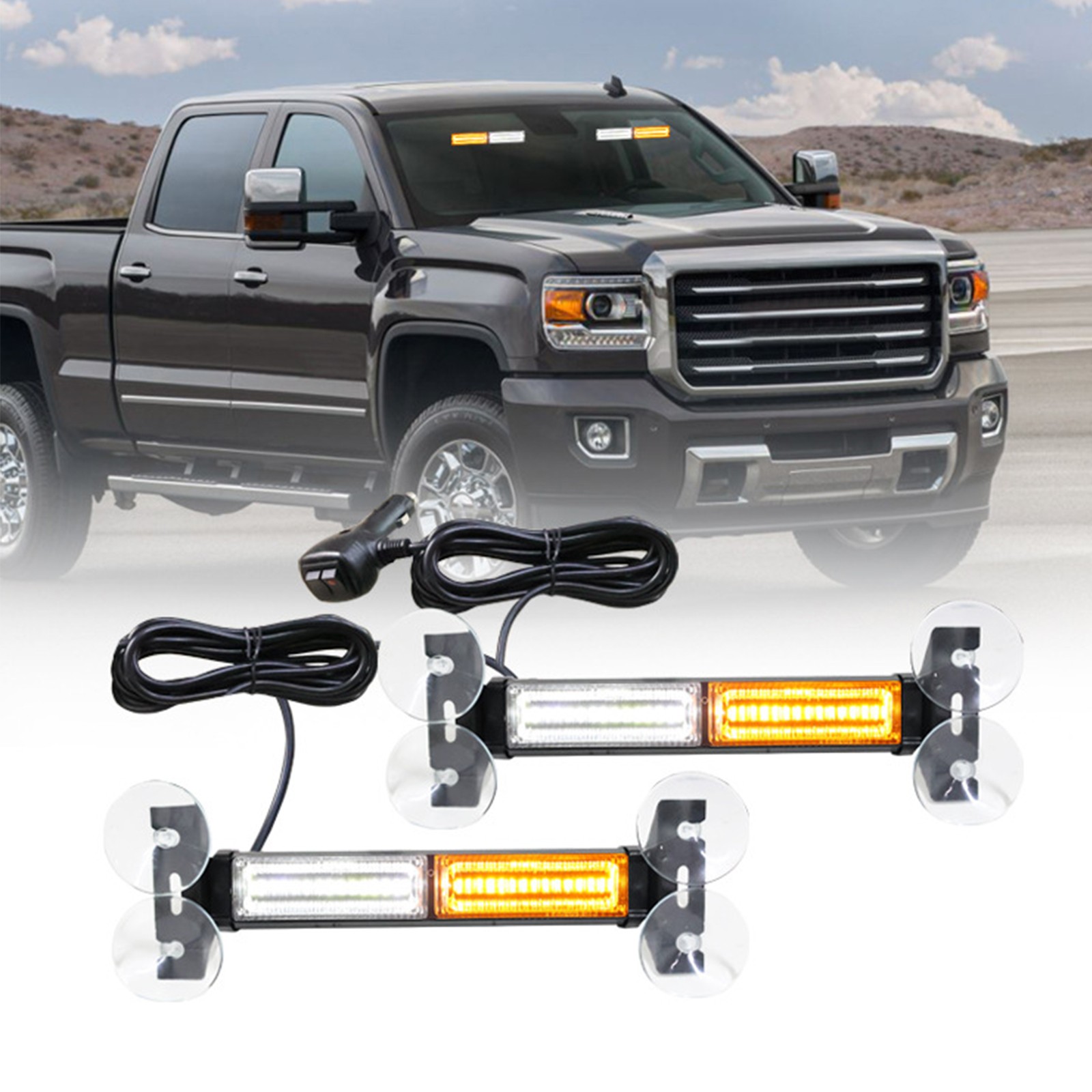10.7″ 40LED Strobe Light Bar Emergency Warning Interior Traffic Advisor Amber