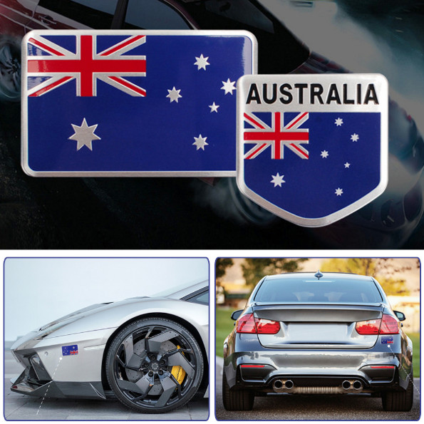 ALUMINUM Australia Flag Emblem Sticker 3D Decal For Auto, Car, Truck COMBO PACK