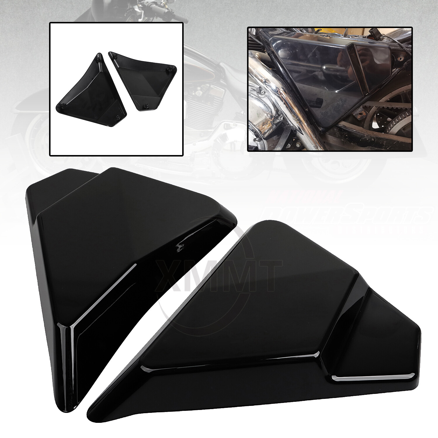 Vivid Black Side Covers Panel For Harley Touring Electra Glide Road King 97-07