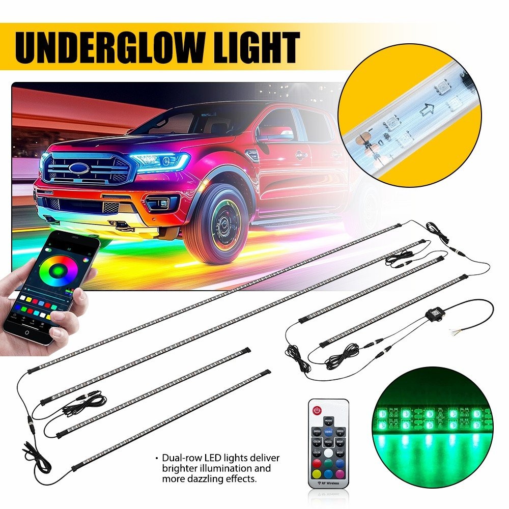 6-60 Double Row LED RGB Dream Lights Strips Neon Underglow Lamps APP Remote IP68