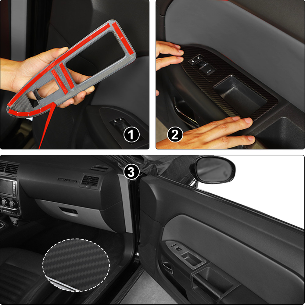 2x Carbon Fiber Window Lift Switch Panel Trim Frame For Dodge Challenger 09-14