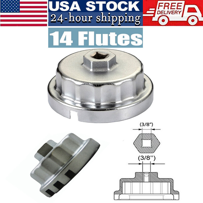 Aluminium 64mm 14 flute Oil Filter Cap Removal Tool Wrench for 2.5L-5.7L Toyota