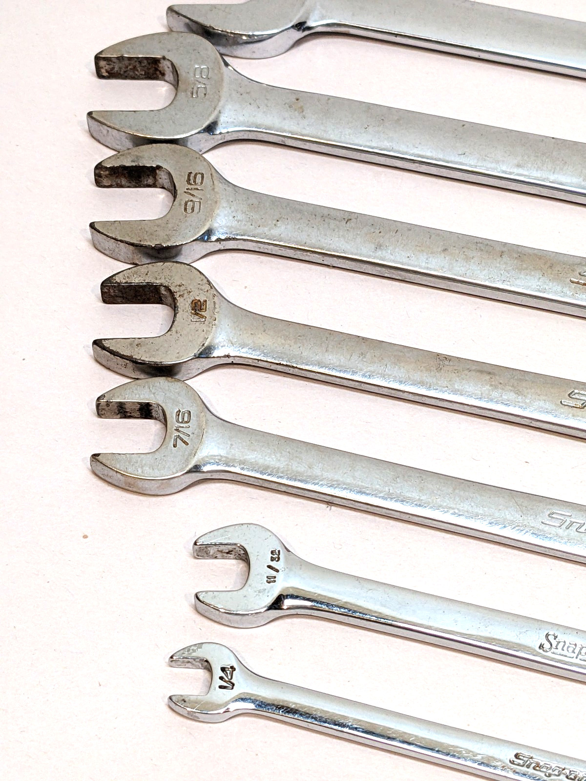 (10 Pc) Snap on Tools SAE Wrench Set Lot Comination Wrenches from 1/4 to 7/8
