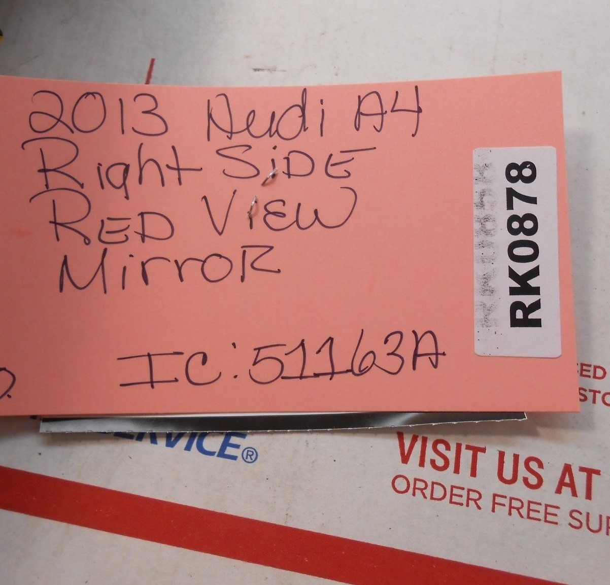 2013 AUDI A4 RIGHT SIDE VIEW MIRROR IC 51163A RK0878