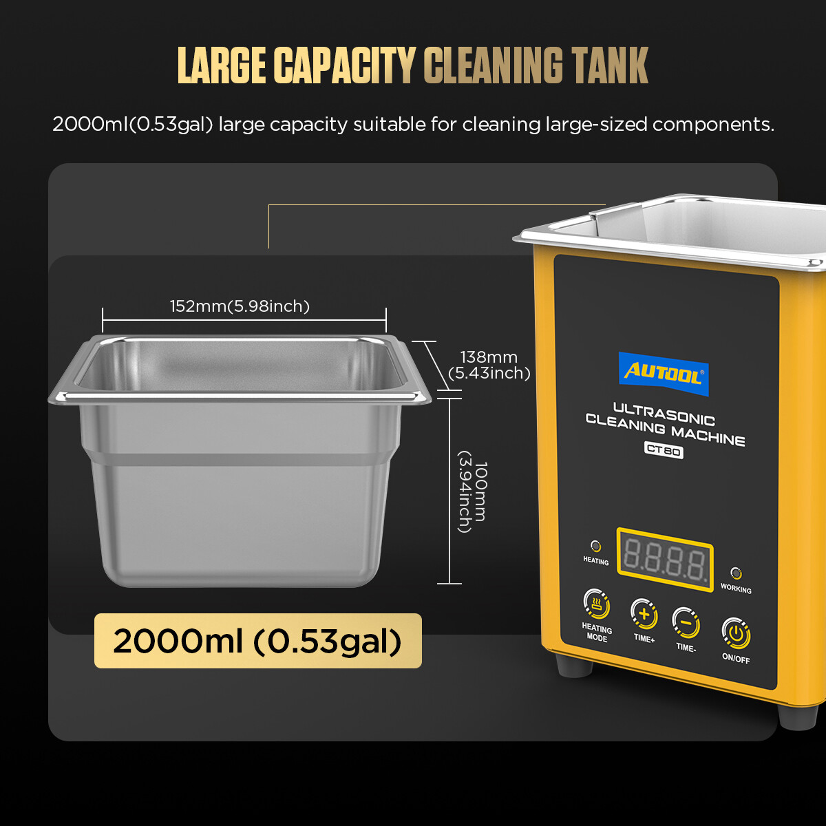 Ultrasonic Cleaner 1000ML Ultrasonic Cleaning Machine Gasoline Diesel Injector
