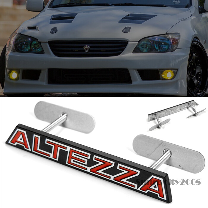 5.75″ x 0.75″ 3D Metal Black Red Altezza JDM Grill Emblem Badge For 98-05 IS300