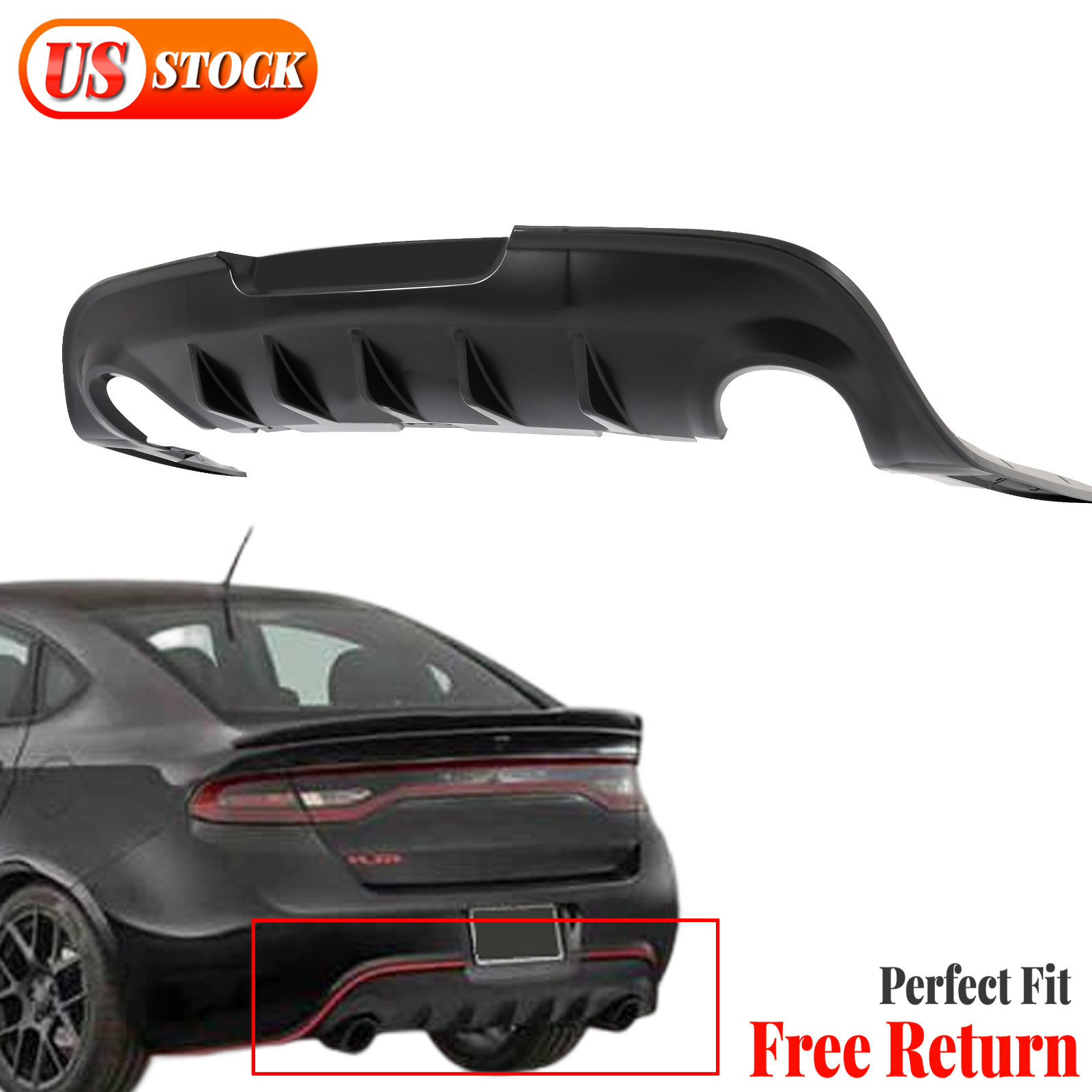 For 2013-2016 14 15 Dodge Dart GTS Style Rear Bumper Lip Lower Valance Diffuser