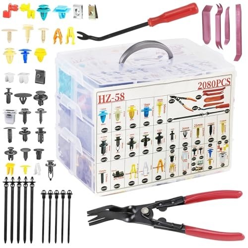 2080Pcs Universal Car Retainer Clips & Fasteners Kit – 33 Sizes, Bumper Rivets,