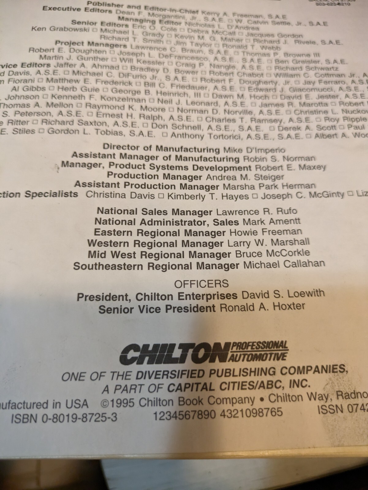 Chilton’s Truck Van Manual Professional Tech Edition 92-96 domestic and import