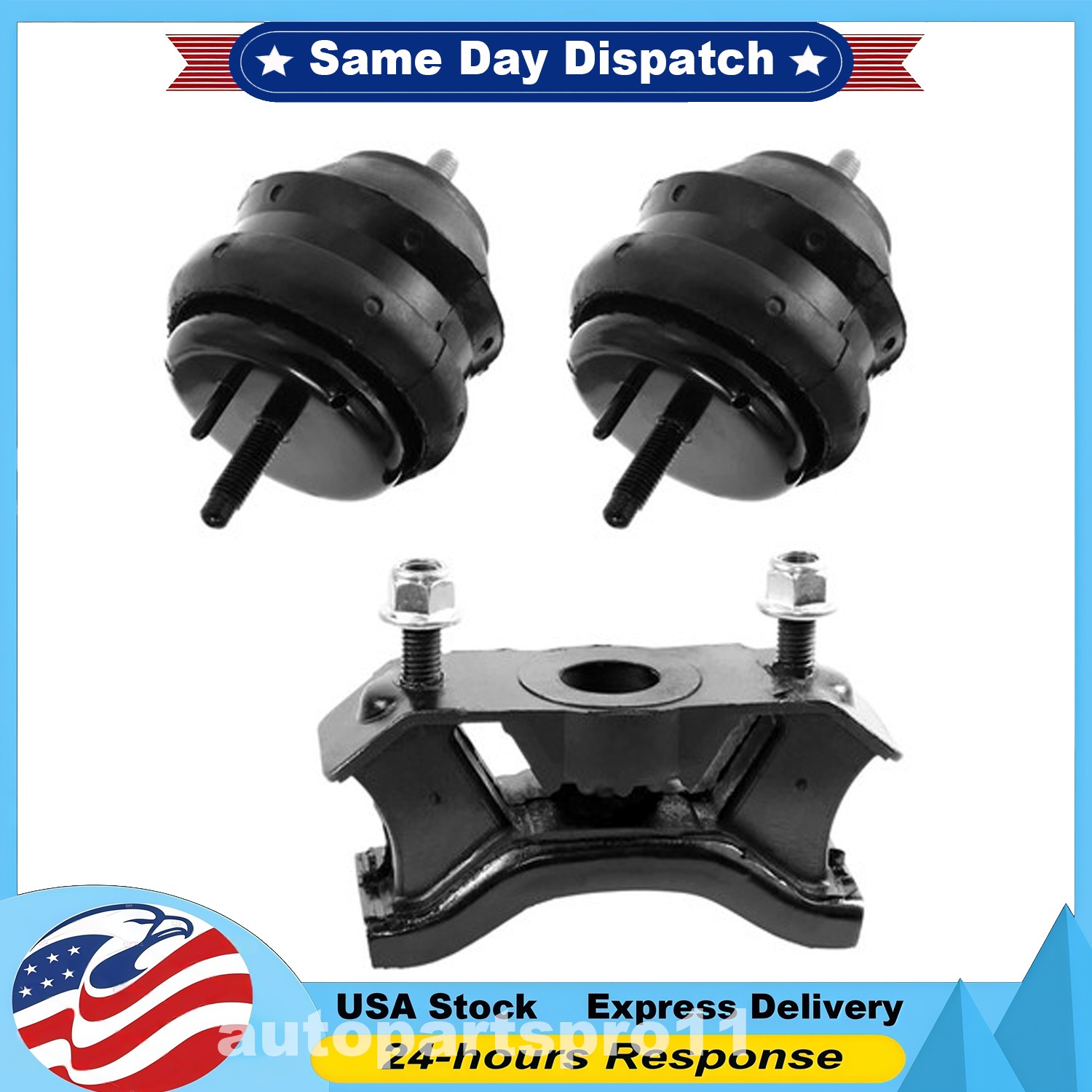 3PCS Set Hyd. Engine Mounts & Trans Mount For Cadillac CTS 2013-2008 3.6L; AWD