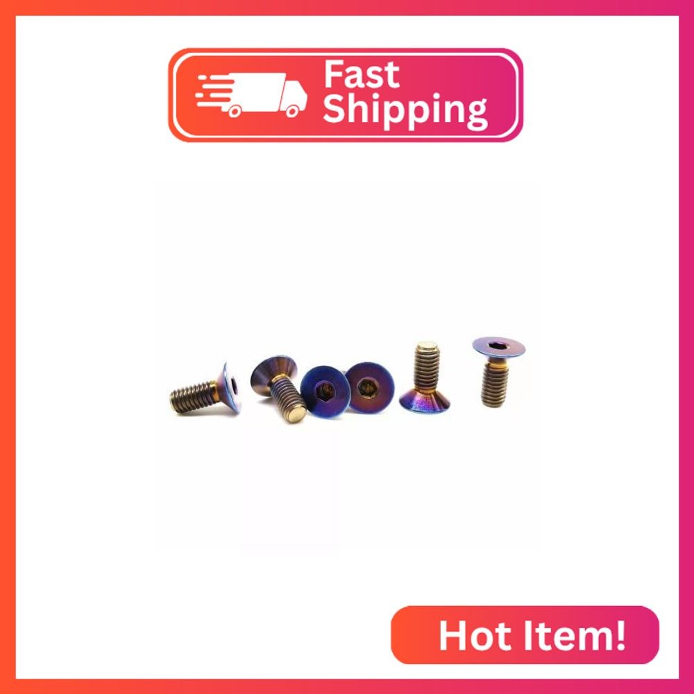 RISON Titanium Bolts 6pcs Steering Wheel Screw Bolts M5x12MM Titanium Steering W