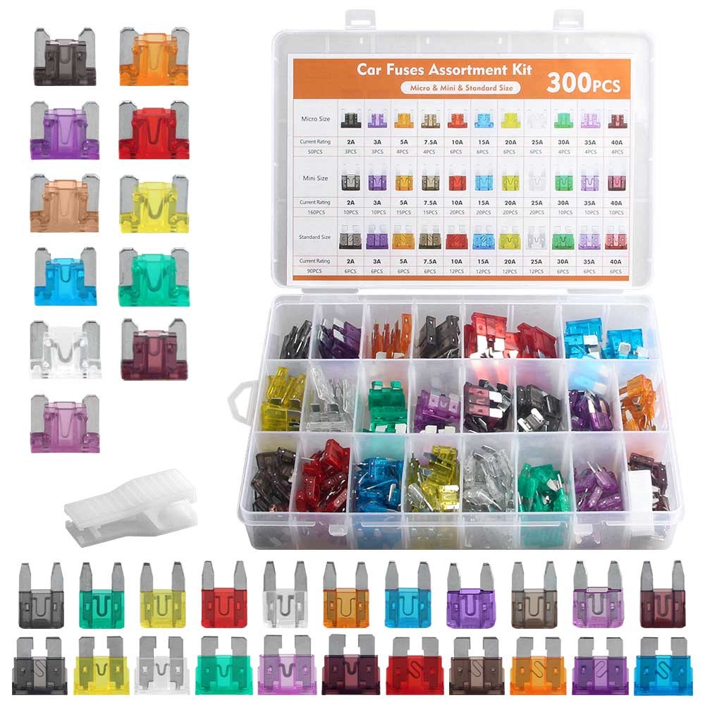 300Pcs Car Blade Fuse Assortment Assorted Kit Blade for Auto Truck Automotive