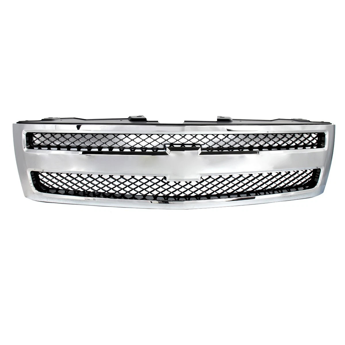 Chrome Grille Shell w/ Matte Black Mesh Insert For 2007-13 Chevy Silverado 1500