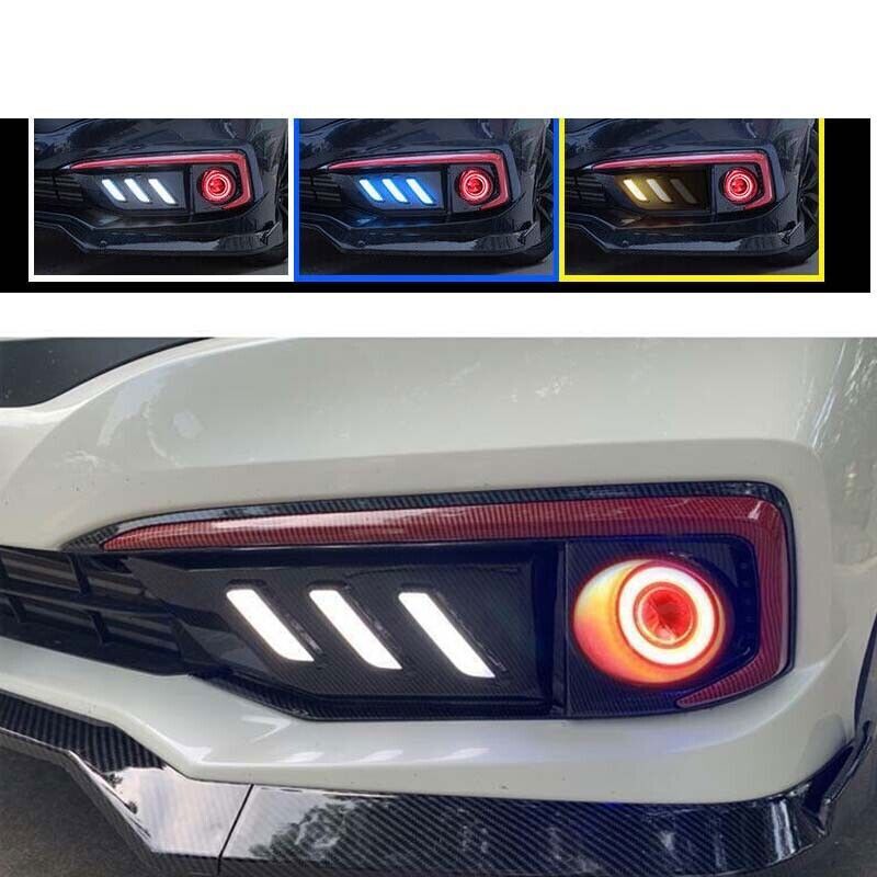 Day Running Light Angel Eyes 3-Color 2pcs Carbon Fiber 2019-2021 For Honda Civic
