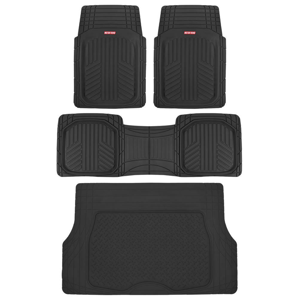 Motor Trend Ultra Deep Dish Rubber Car Floor Mats & Cargo Trunk Liner – Black