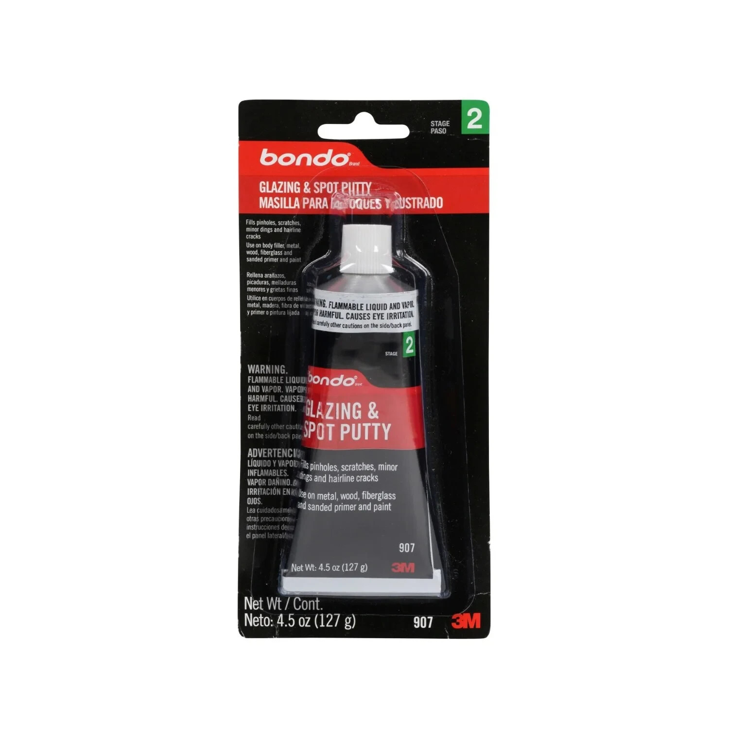 3M BONDO 907 GLAZING AND SPOT PUTTY, 4.5 fl oz Tube