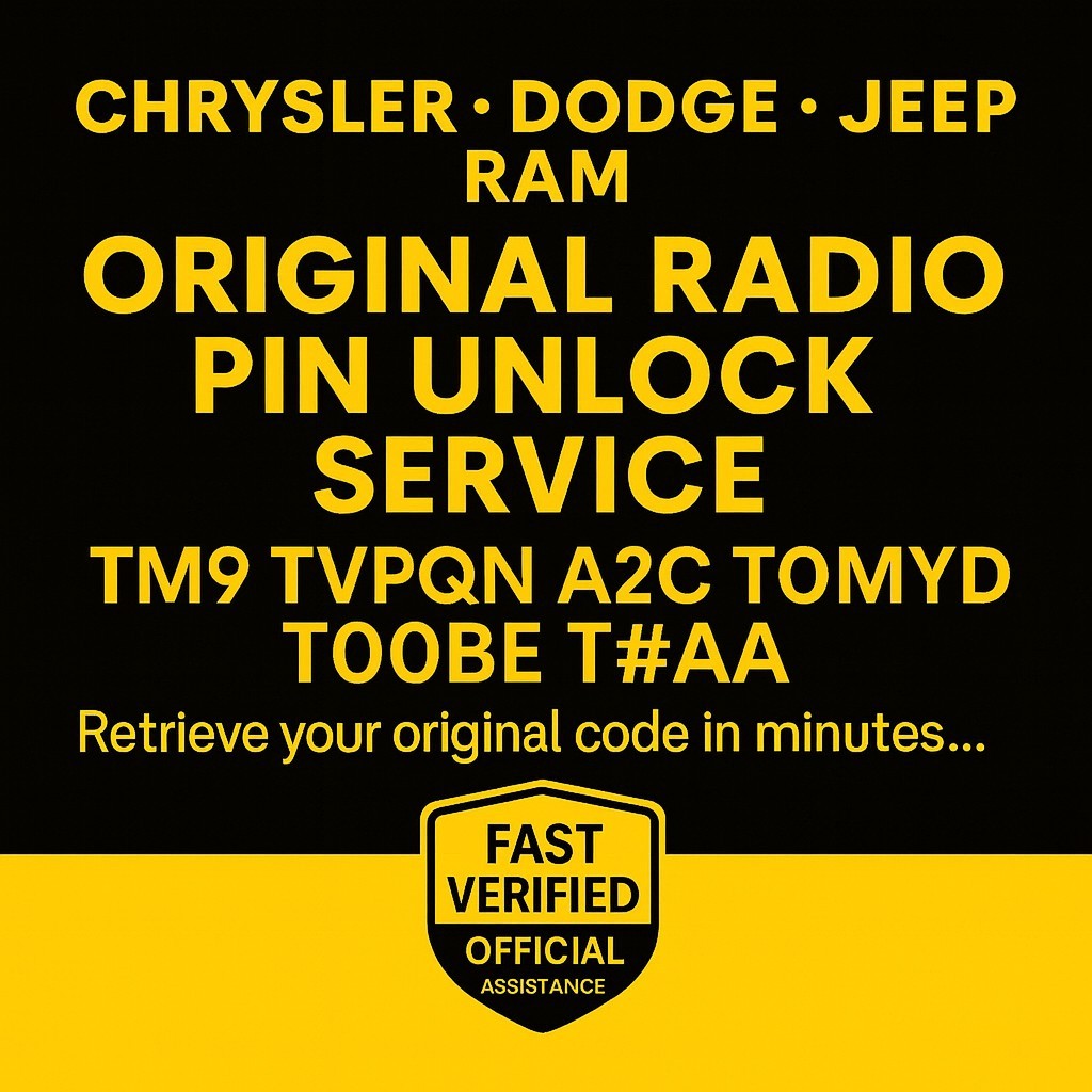 CHRYSLER ✅ JEEP✅ DODGE✅ RAM✅ RADIO UNLOCK CODE T0MYD TM9 T00BE T**AA TVPQN A2C ✅