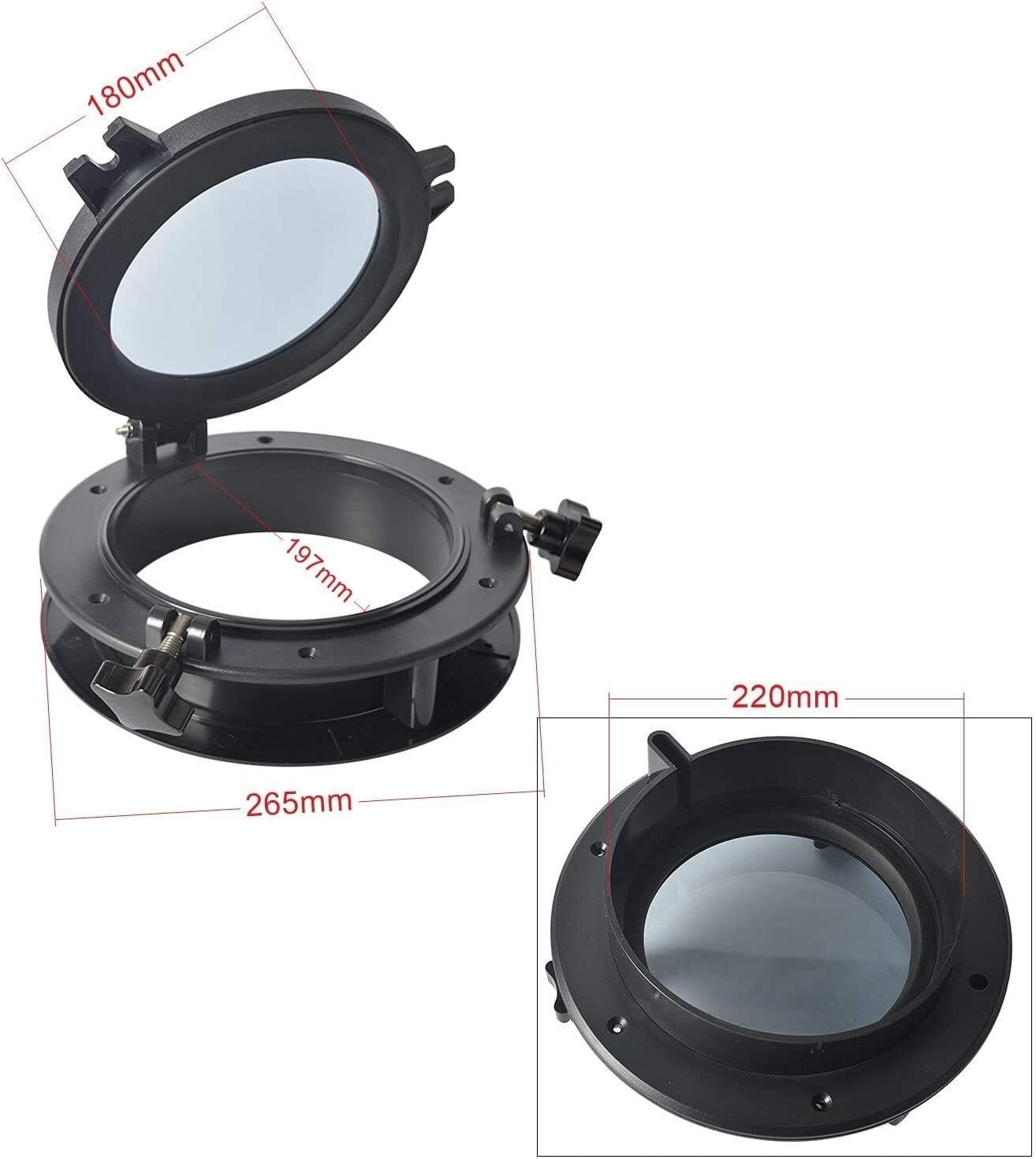 10″ Round Opening Portlight Porthole Window with ABS Plastic & Tempered Glass
