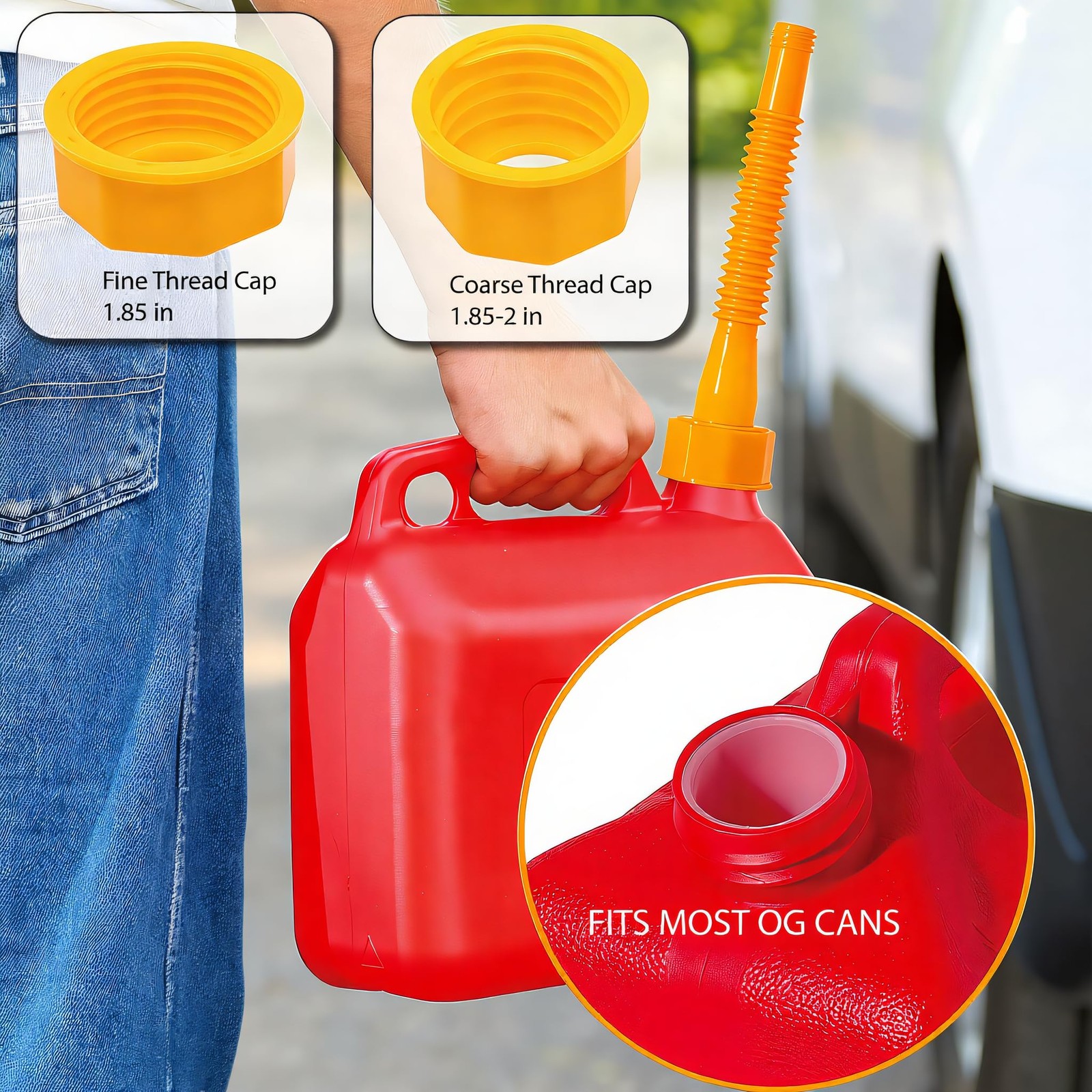 MEAJOO Yellow Gas Can Nozzle Kit, Half, Two, Five & Ten Gallon